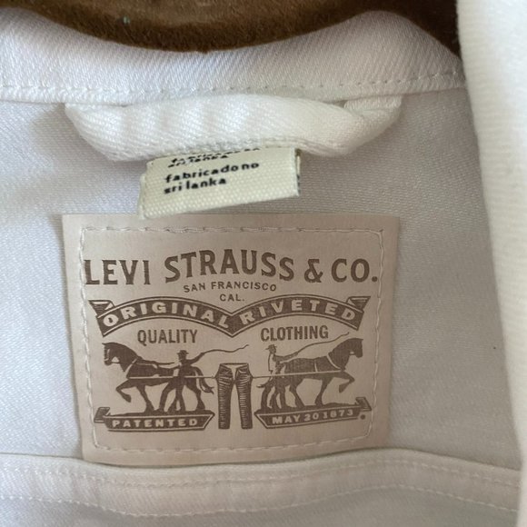 LEVI STRAUSS WOMEN WHITE DENIM VEST COTTON SIZE L - Picture 3 of 6